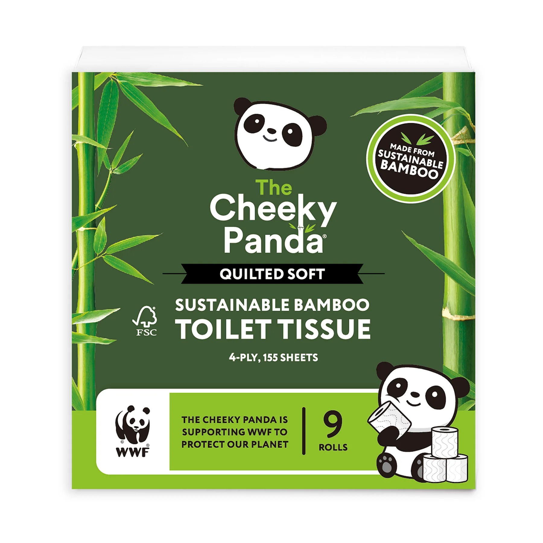 The Cheeky Panda Ltd 9 rolls of 155 Sheets Paper Hand Towels, 4 ply