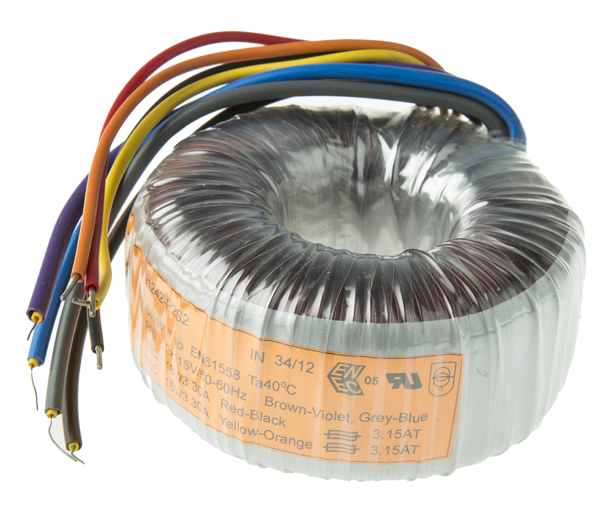 Nuvotem Talema 115 V ac, 230 V ac, 2 x 18V ac Toroidal Transformer, 120VA 2 Output