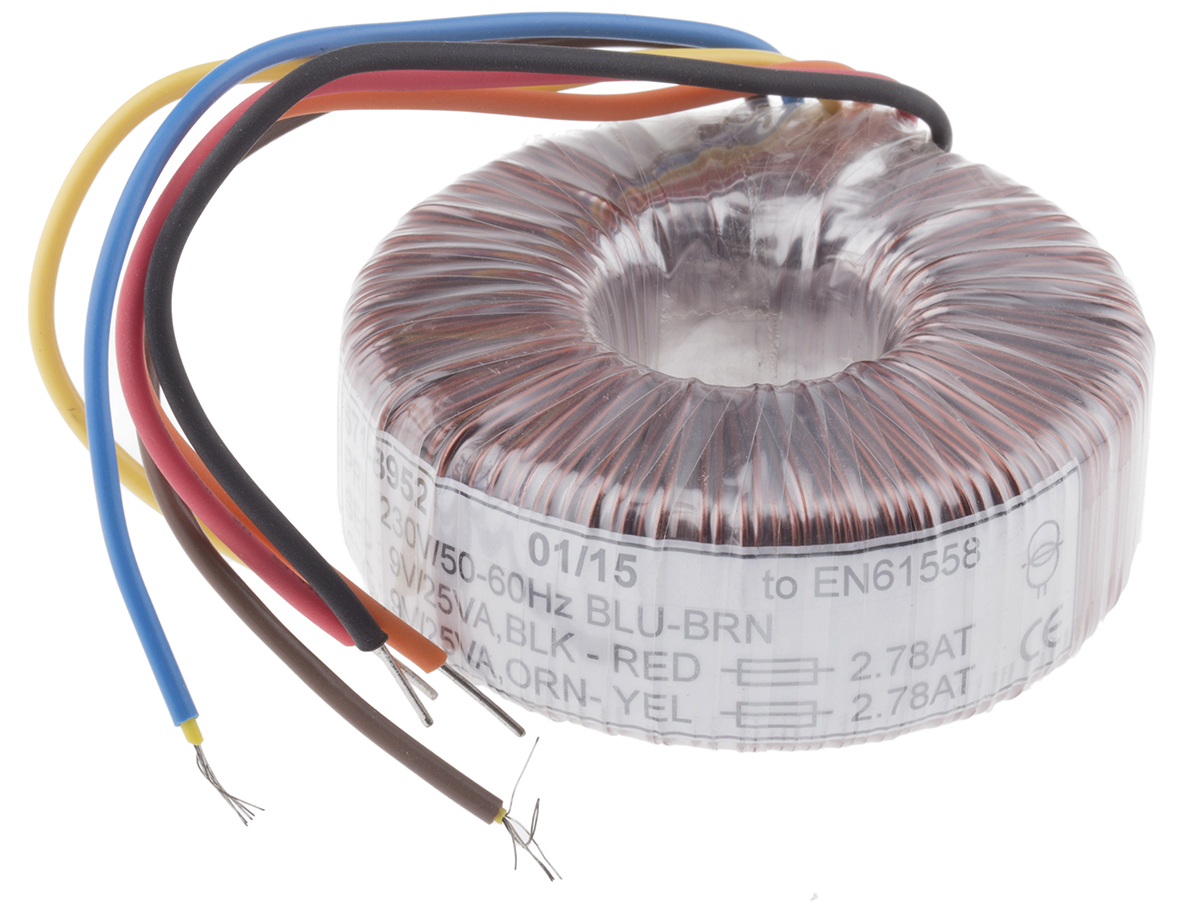 RS PRO 230V ac, 2 x 9V ac Toroidal Transformer, 50VA 2 Output