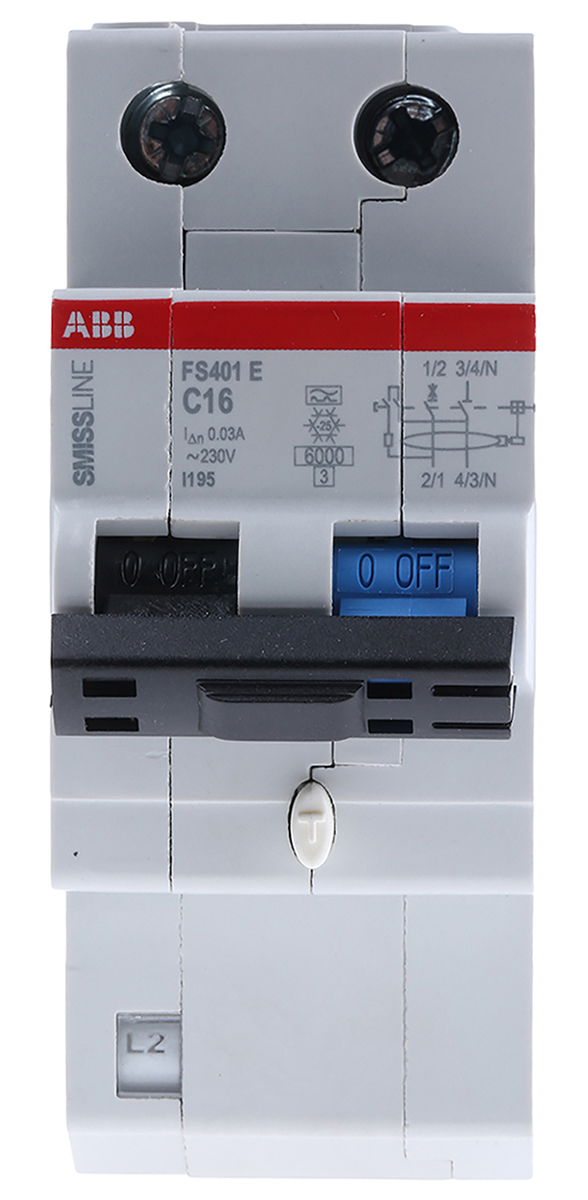 ABB FS401 RCCB, 16A, 1+N Pole, 30mA, Type C