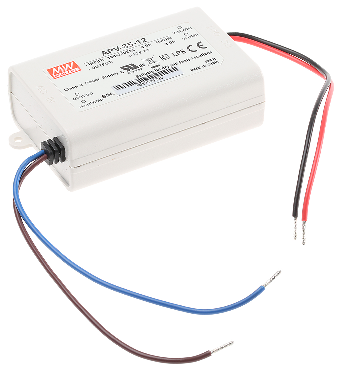 MEAN WELL LED Driver, 12V Output, 36W Output, 3A Output, Constant Voltage