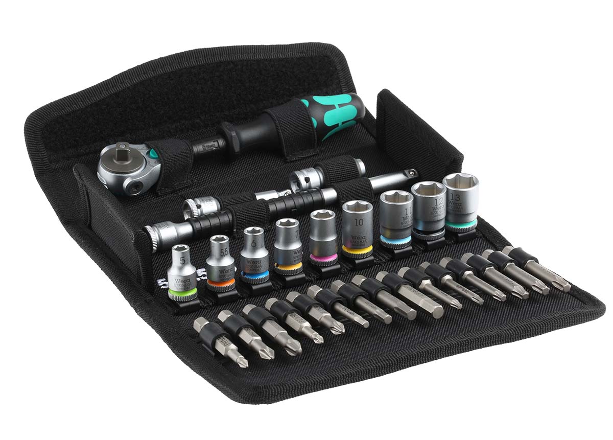 Wera 28-Piece Metric 1/4 in Standard Socket/Bit Set with Ratchet, 6 point; Hex Bit; Phillips Bit; Pozidriv Bit; Torx Bit