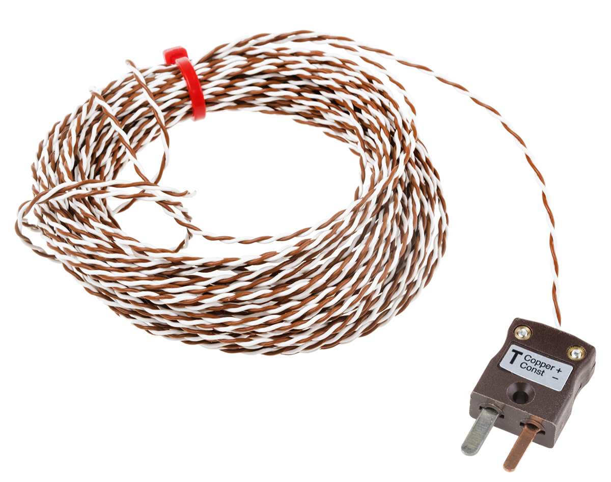 RS PRO Type T Exposed Junction Thermocouple 10m Length, 1/0.2mm Diameter → +260°C