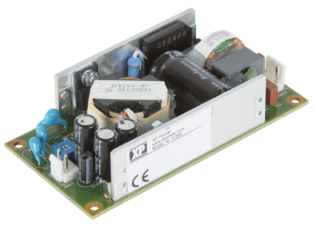 XP Power Switching Power Supply, FCS60US12, 12V dc, 5A, 60W, 1 Output, 80 → 264V ac Input Voltage