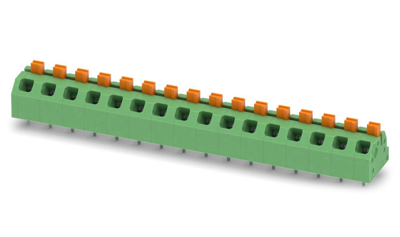 Phoenix Contact SPTAF 1/16-5.0-EL Series PCB Terminal Block, 16-Contact, 5mm Pitch, Through Hole Mount, 2-Row
