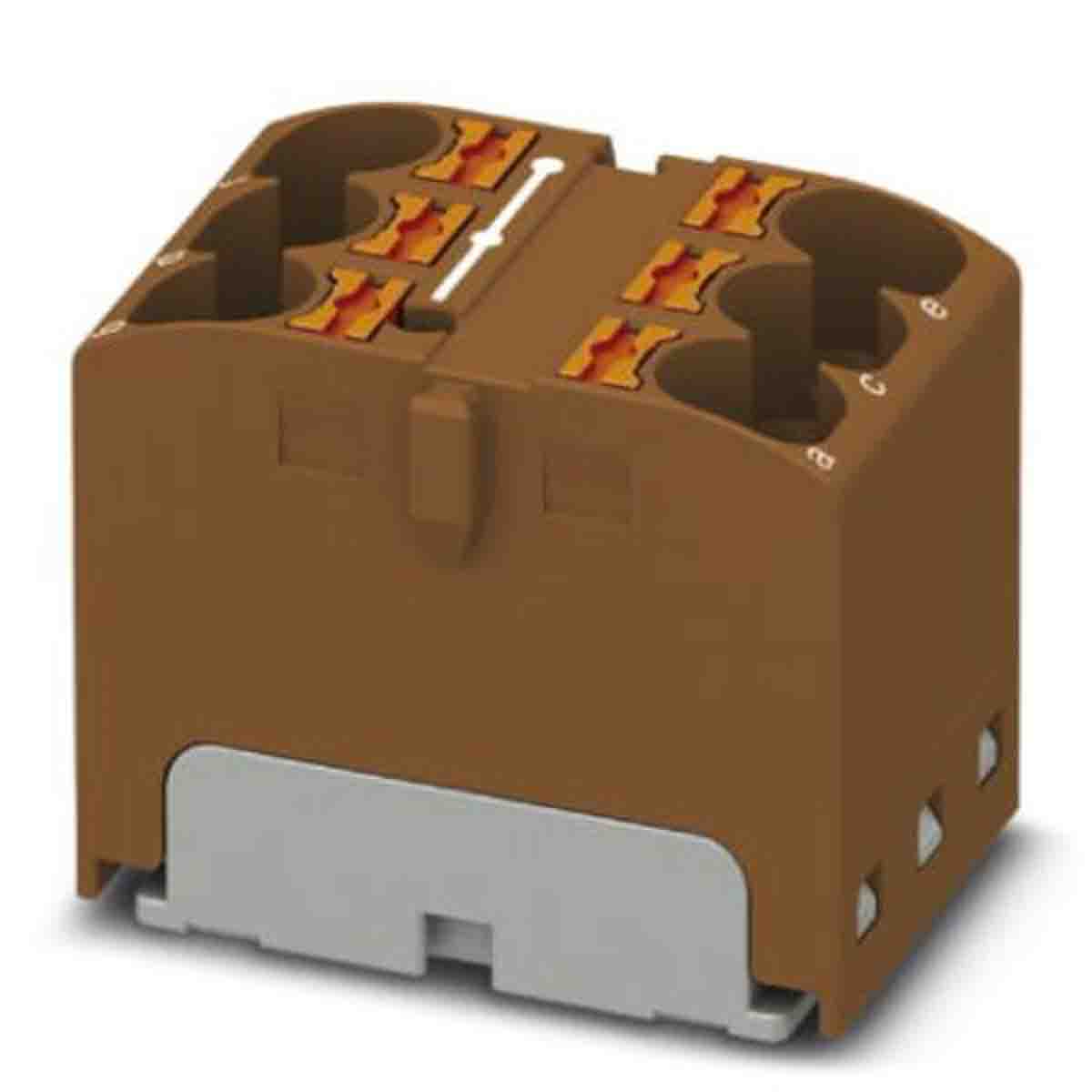 Phoenix Contact Distribution Block, 6 Way, 0.2 → 6mm², 32A, 630 V, Brown