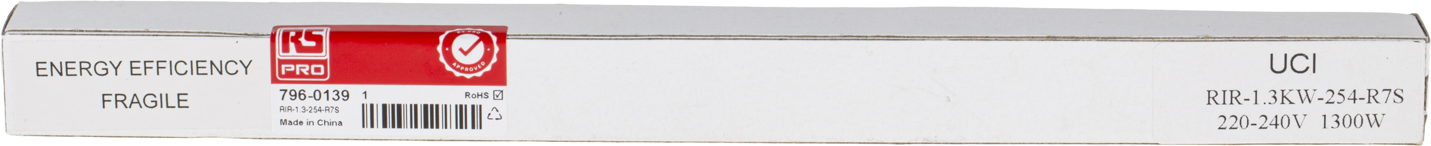 RS PRO 1300 W R7S Infrared (IR) Heat Lamp 254 mm, 230 V