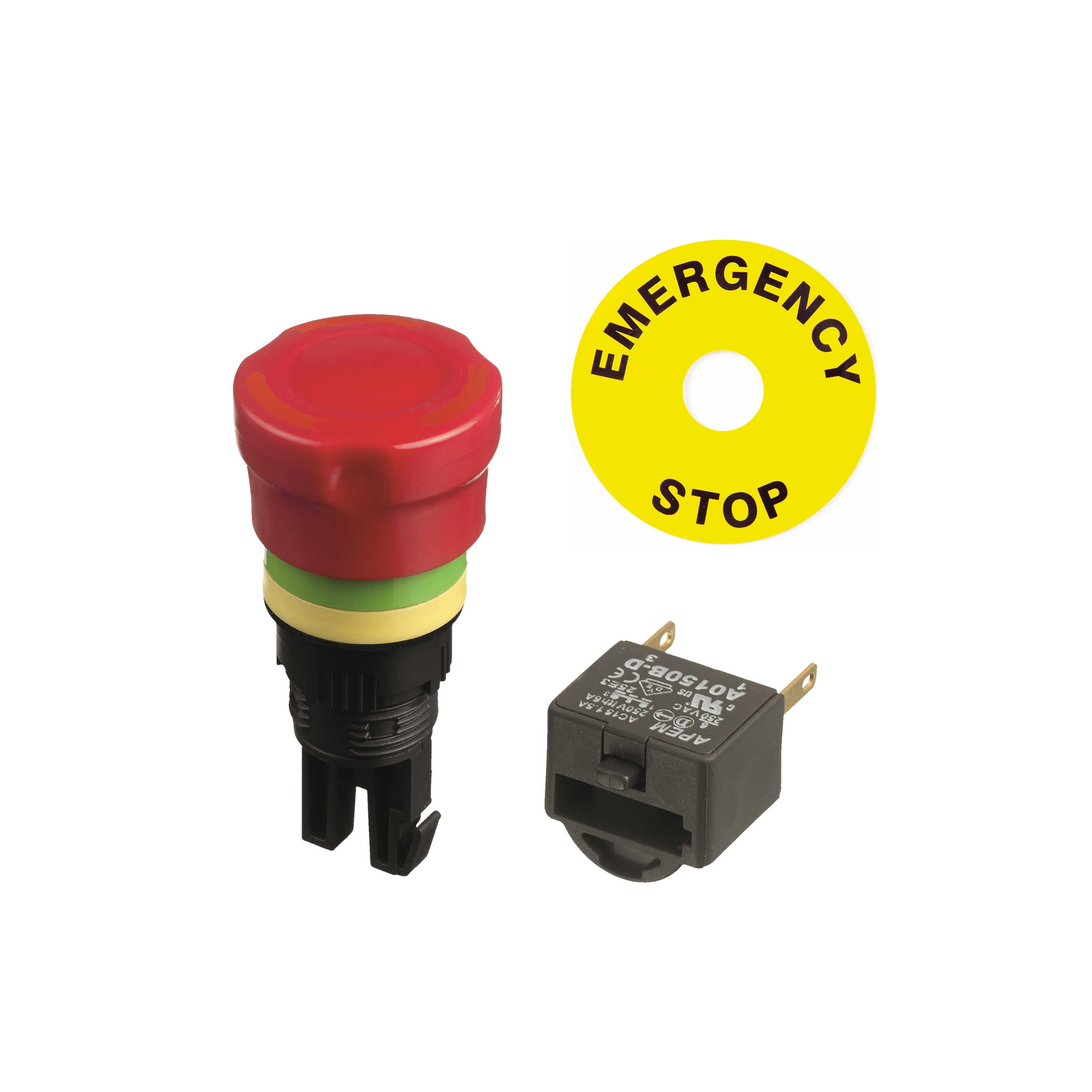 APEM A01ES-D Series Twist Release Emergency Stop Push Button, Panel Mount, 16mm Cutout, 2NC, IP40, IP65
