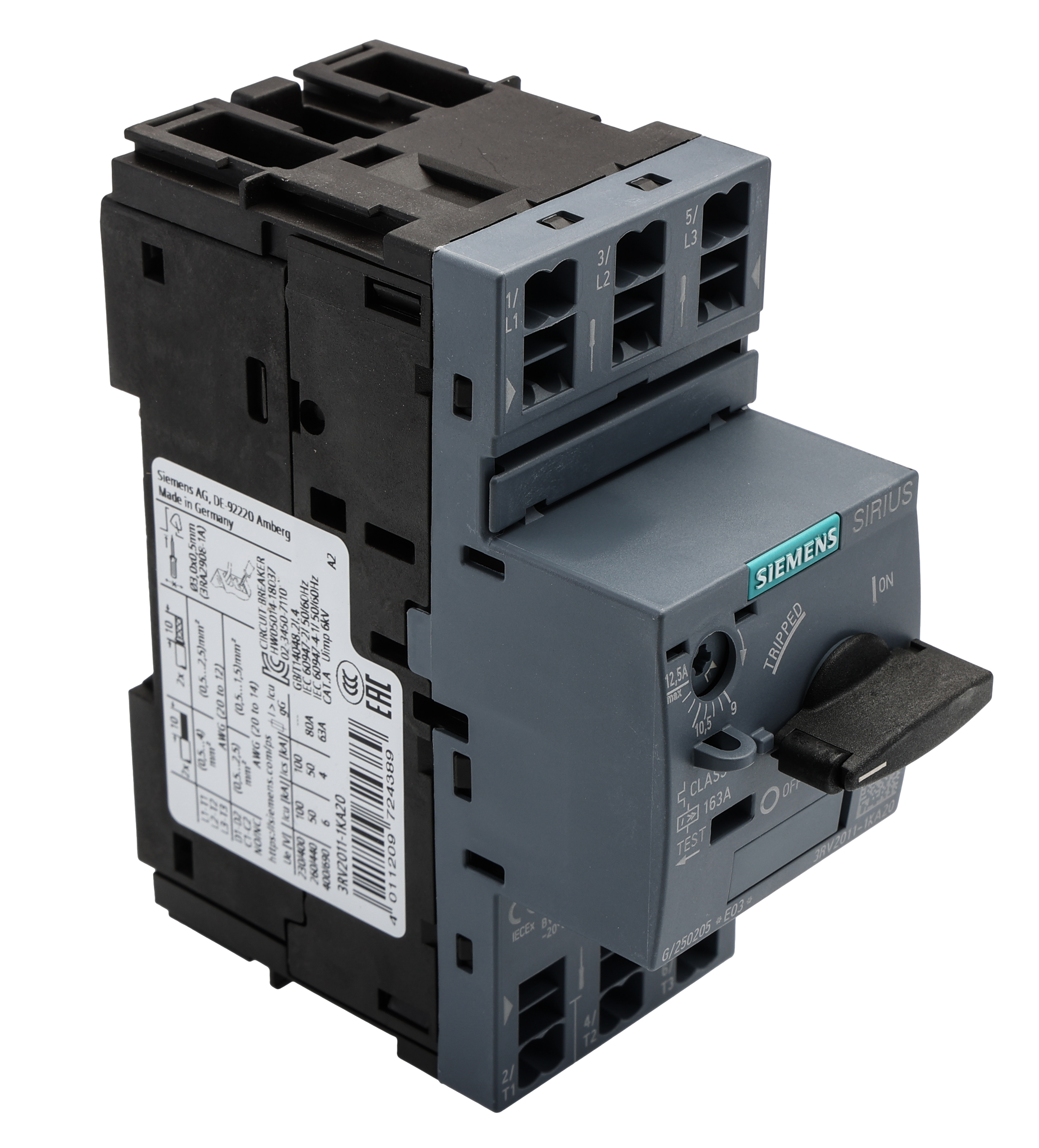 Siemens 9 → 12 A SIRIUS 3RV Motor Protection Circuit Breaker, 690 V ac