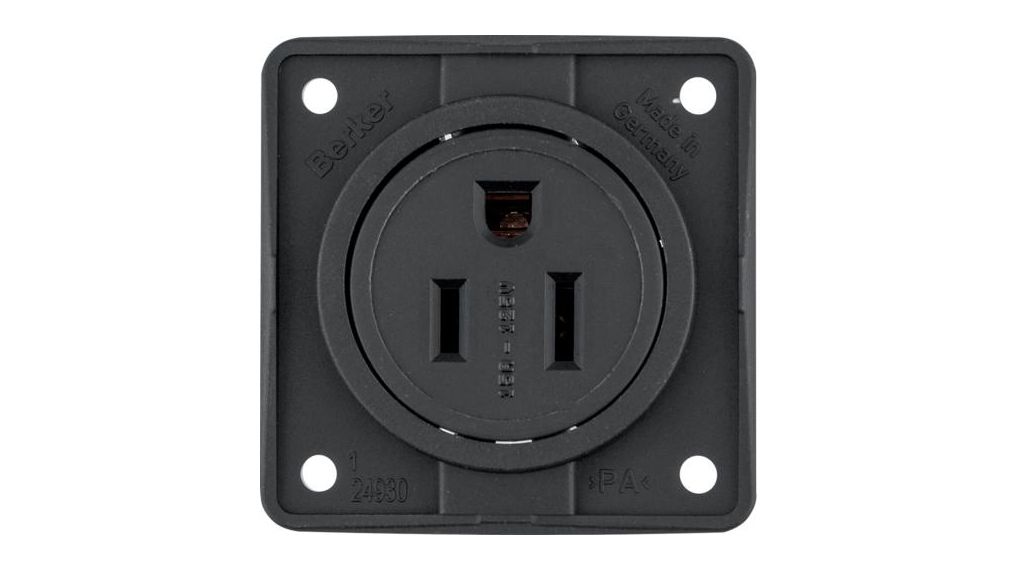 Berker 962 Black Plug Socket, 15A, NEMA 5-15R