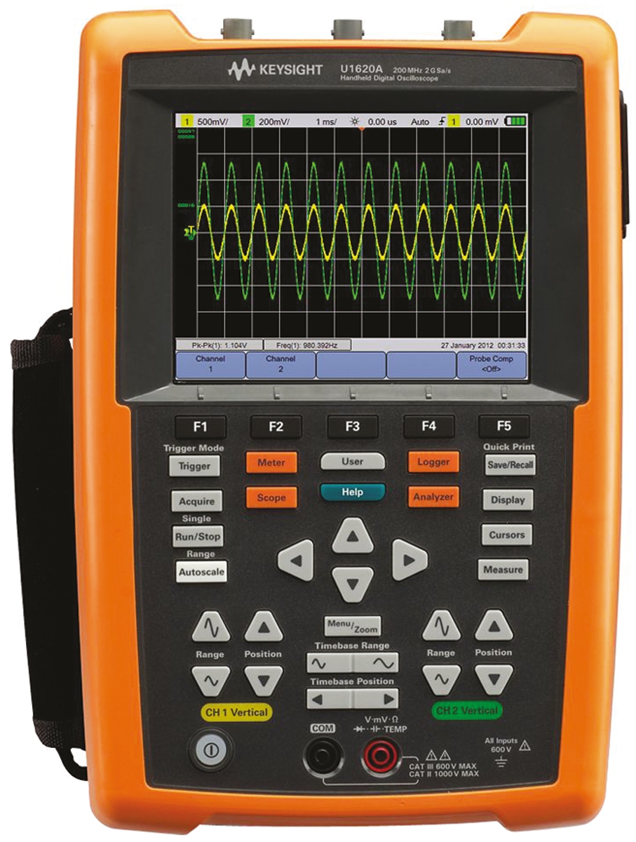 Keysight Technologies U1620A U1600 Series, 200MHz Handheld Oscilloscope, 2 Analogue Channels - RS Calibrated