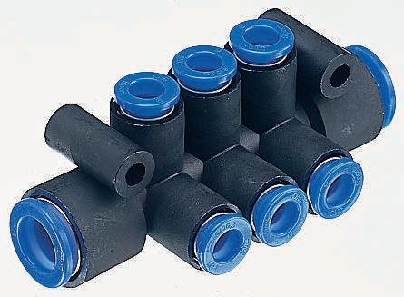 10 Outlet Ports PBT Pneumatic Manifold Tube-to-Tube Fitting, Push In 8 mm