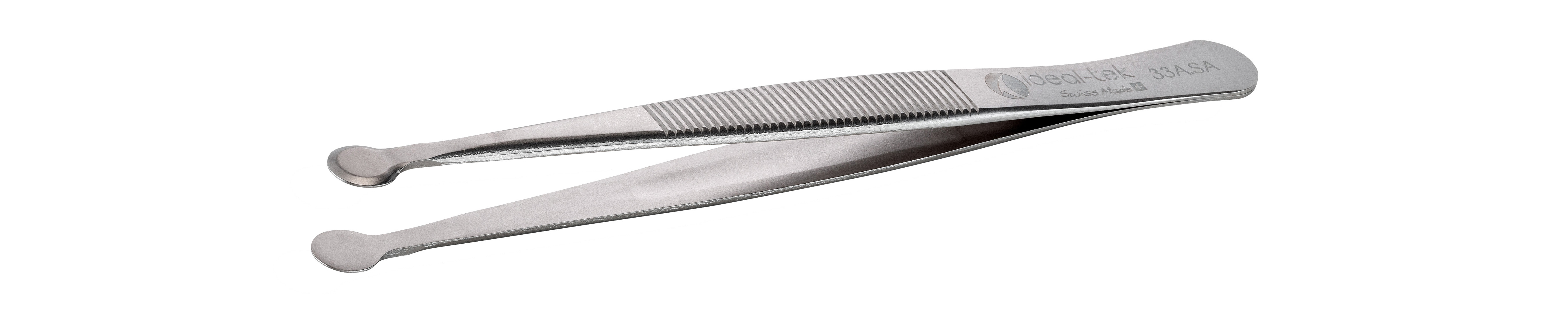 ideal-tek 115 mm, Stainless Steel, Rounded, Tweezers