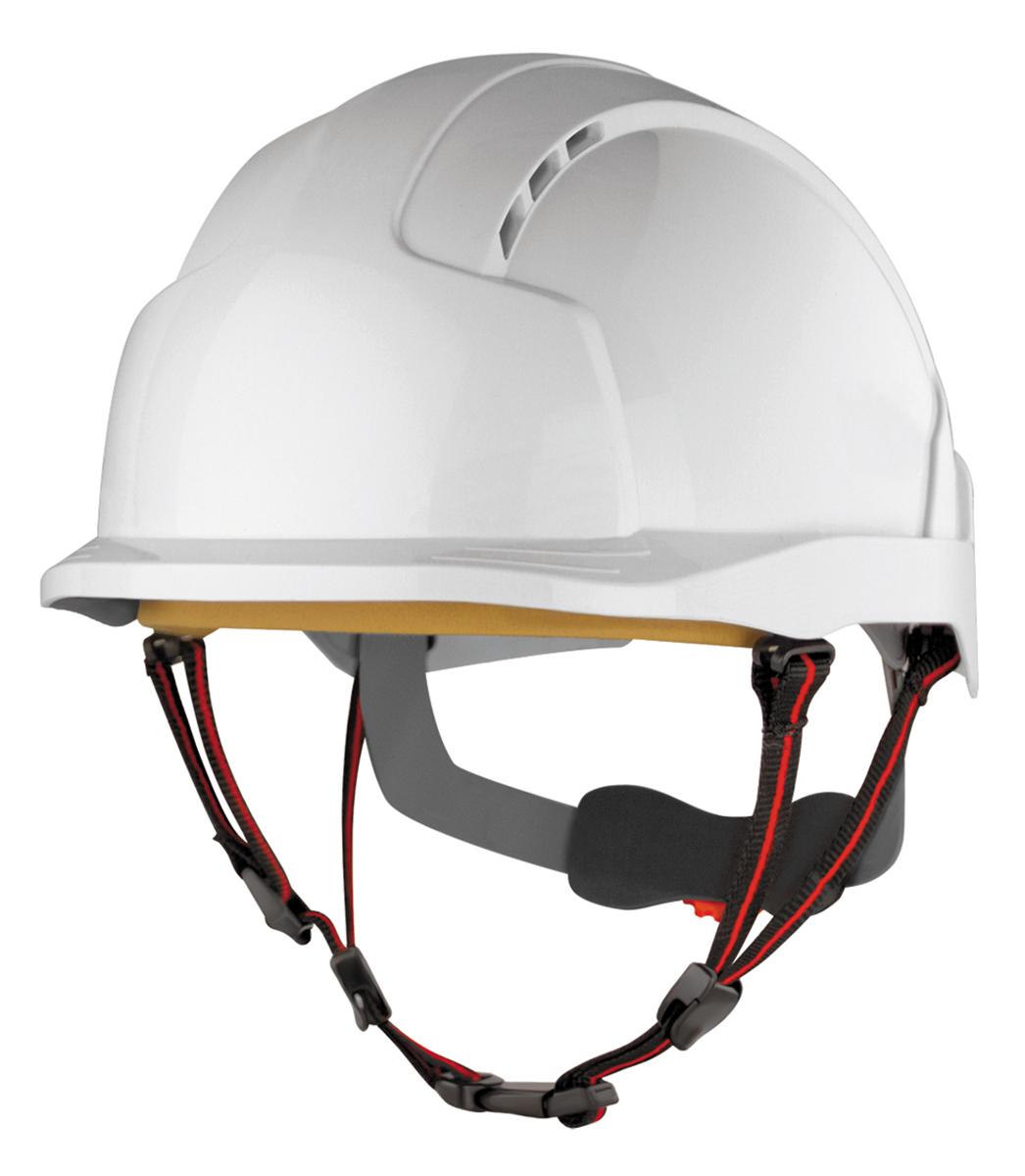 JSP EVOLite White Safety Helmet with Chin Strap, AdjustableVentilated