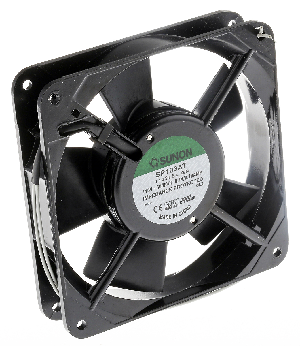 Sunon SP Series Axial Fan, 115 V ac, AC Operation, 78.2m³/h, 13W, 130mA Max, 120 x 120 x 25mm