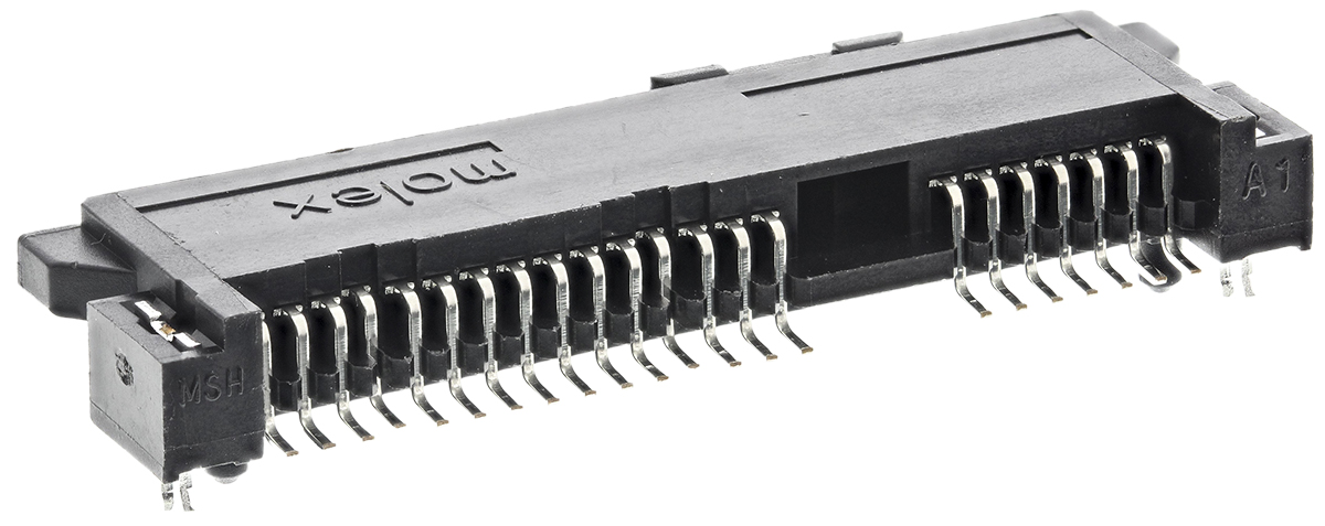 Molex SATA Series Right Angle Surface Mount PCB Socket, 22-Contact, 1-Row, 1.27mm Pitch, Solder Termination