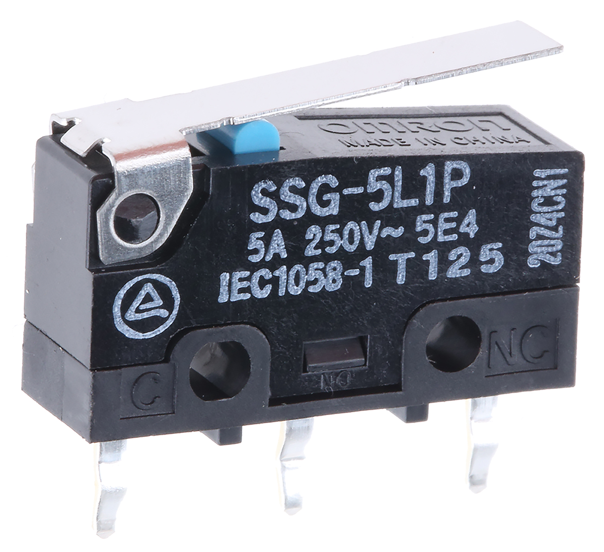 Omron Hinge Lever Subminiature Micro Switch, PCB Terminal, 5 A @ 125 V ac, SPDT, IP40