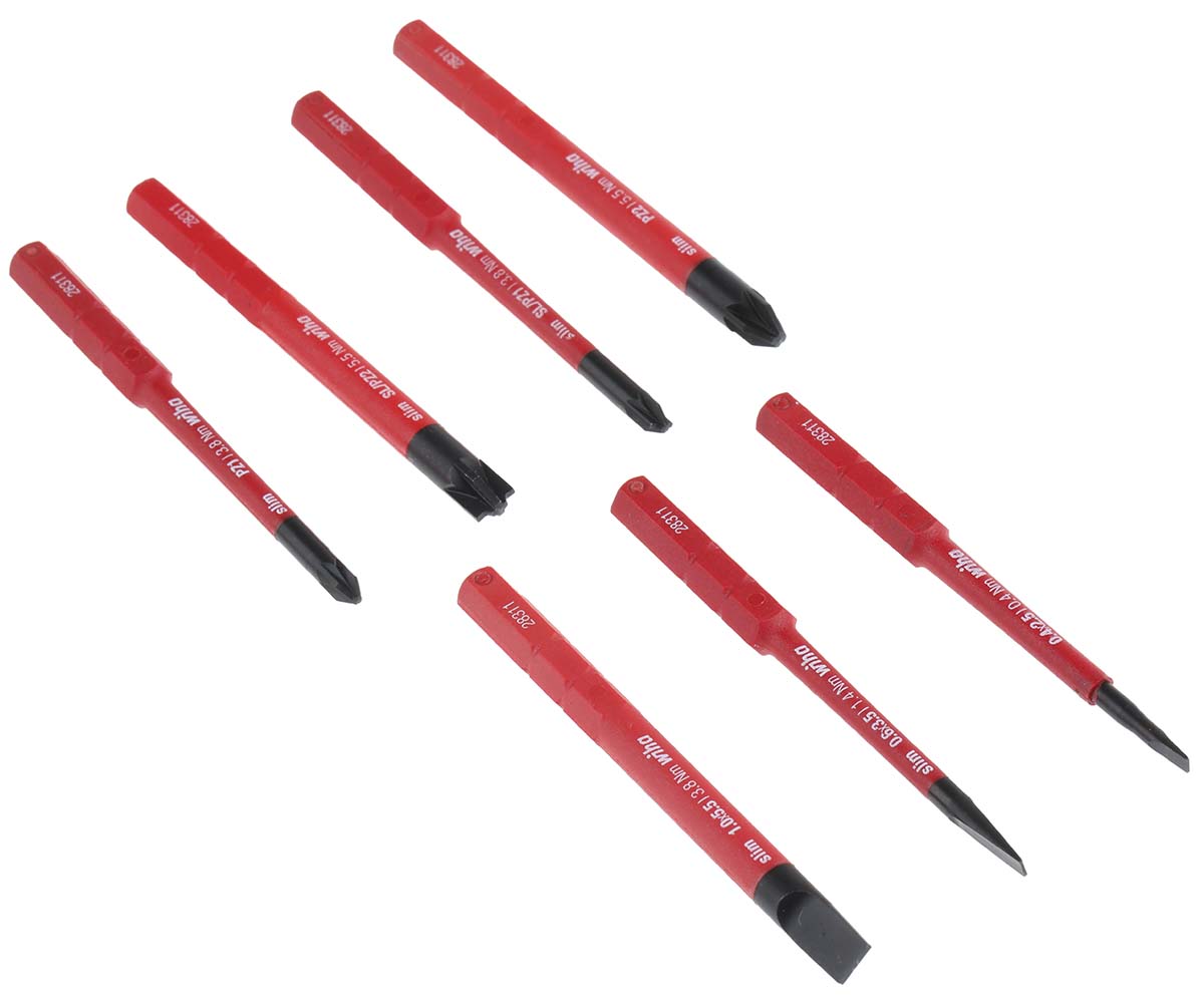 Wiha Driver Bit Set 9 Pieces, Phillips, Pozidriv, Slotted