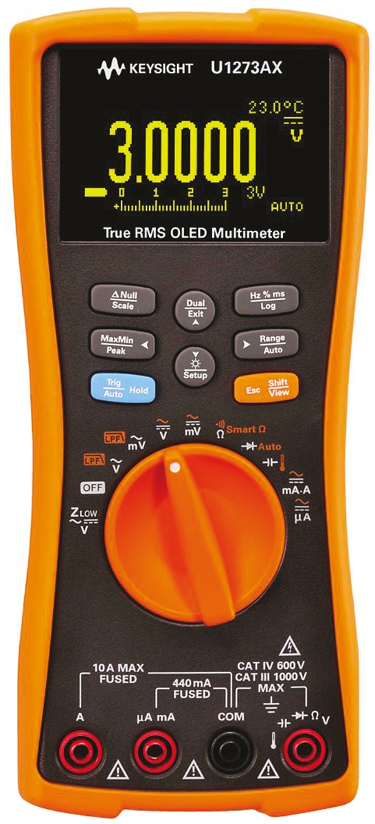 Keysight Technologies U1273A Handheld Digital Multimeter, True RMS, 10A ac Max, 10A dc Max, 1000V ac Max - RS Calibrated