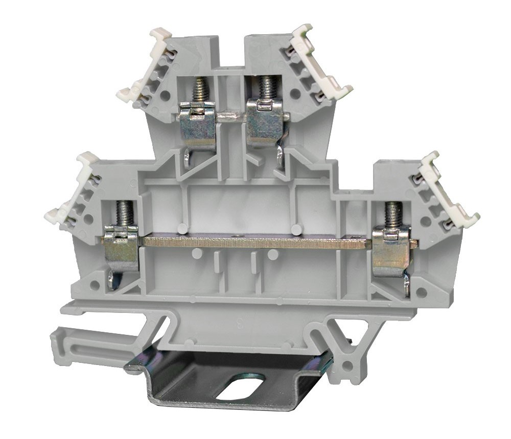 RS PRO Grey, 2-Level, Cage Clamp Termination