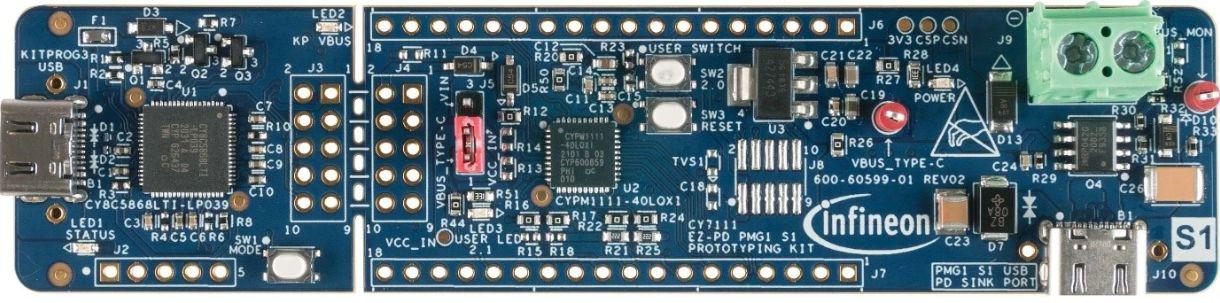Infineon EZ-PD PMG1-S1 Prototyping Kit CYPM1111-40LQXI Evaluation Board for Microcontroller CY7111