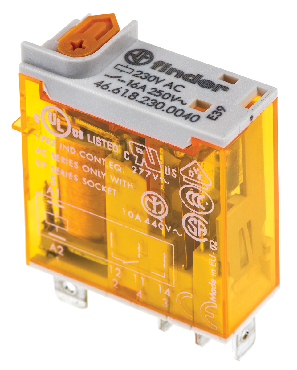 Finder Plug In Relay, 230V ac Coil, 16A Switching Current, SPDT