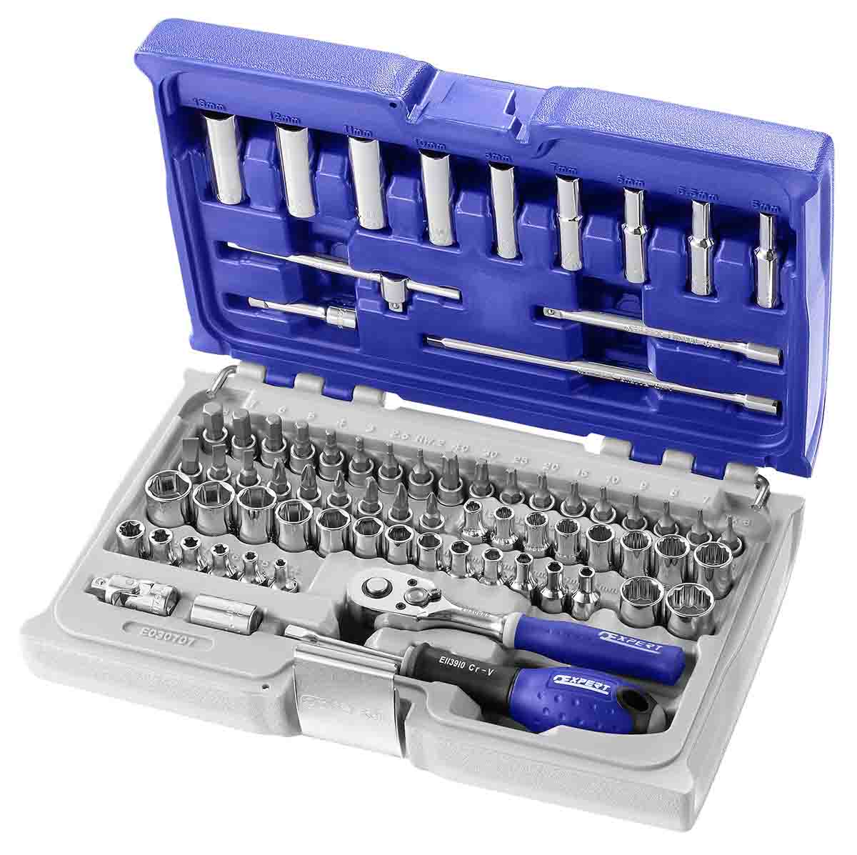 Expert by Facom 73-Piece Imperial, Metric 1/4 in Deep Socket/Standard Socket/Bit Set with Ratchet, 6 point; 12 point;
