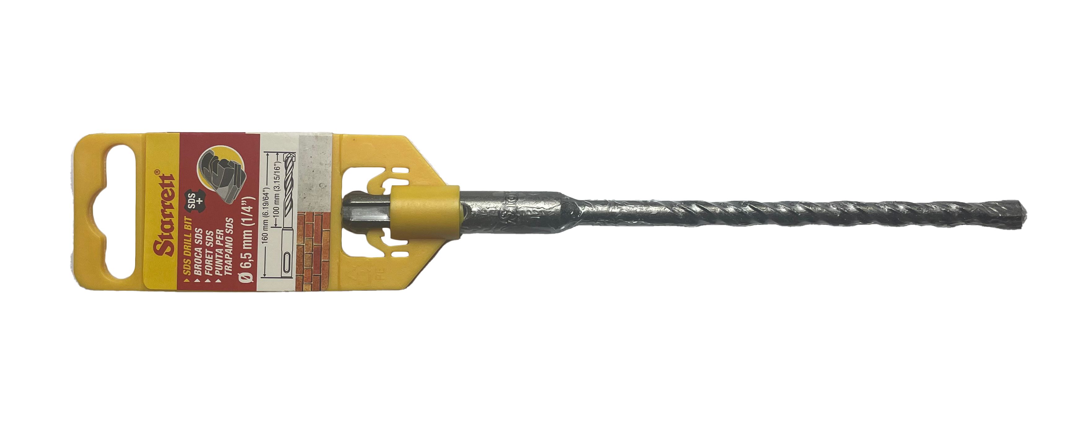 Starrett SDS Plus Series Carbide Tipped SDS Plus Drill Bit, 6.5mm Diameter, 160 mm Overall