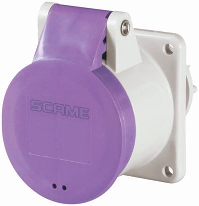 Scame IP44, IP54 Violet Flush Mount 3P Industrial Power Socket, Rated At 16A, 20 → 25 V
