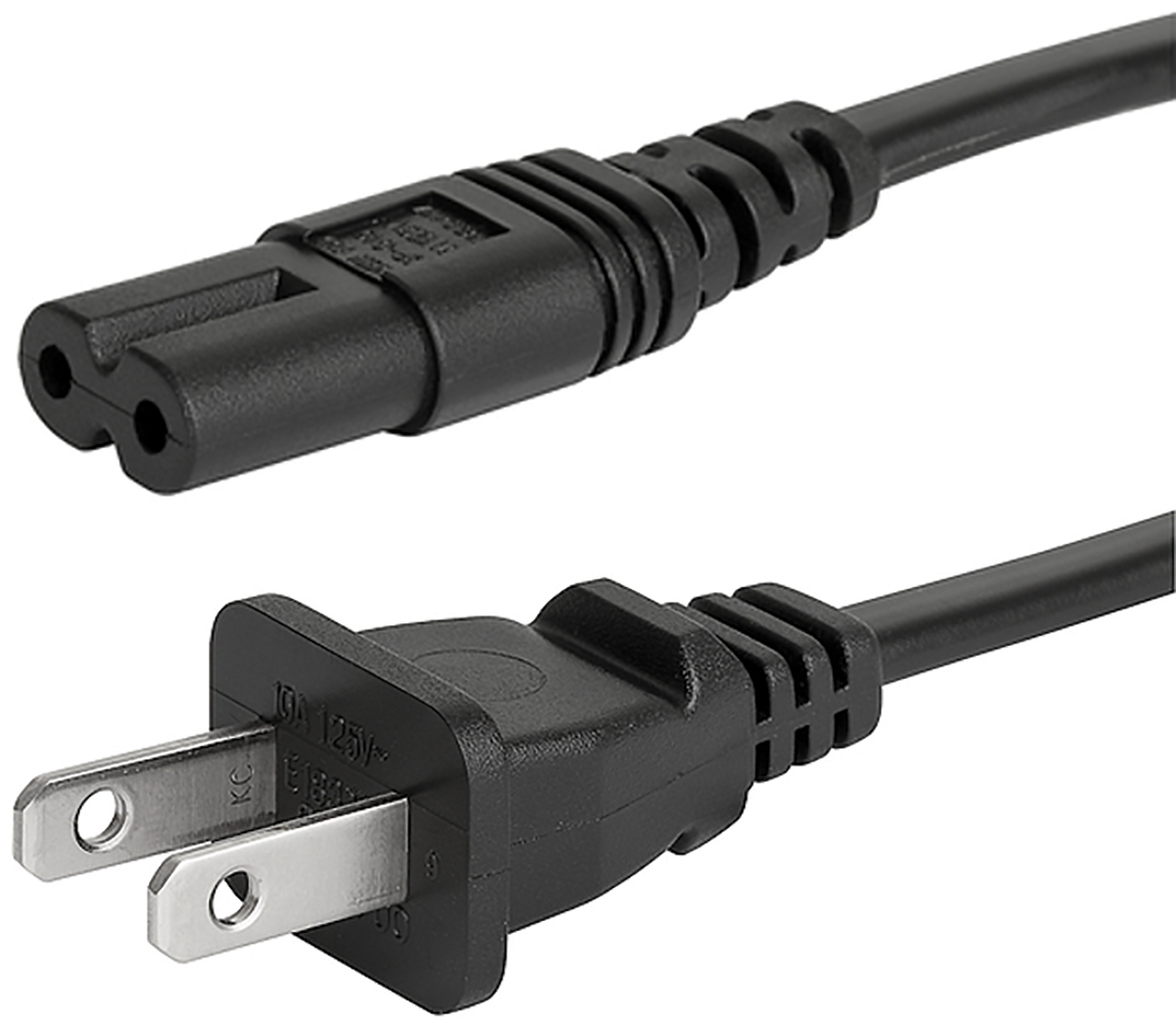 Schurter IEC C7 Socket to Type A US Plug Plug Power Cord, 2m6010