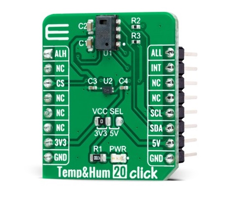MikroElektronika Temperature and Humidity 20 Click Temperature & Humidity Sensor Add On Board for CC2D23 MikroBus