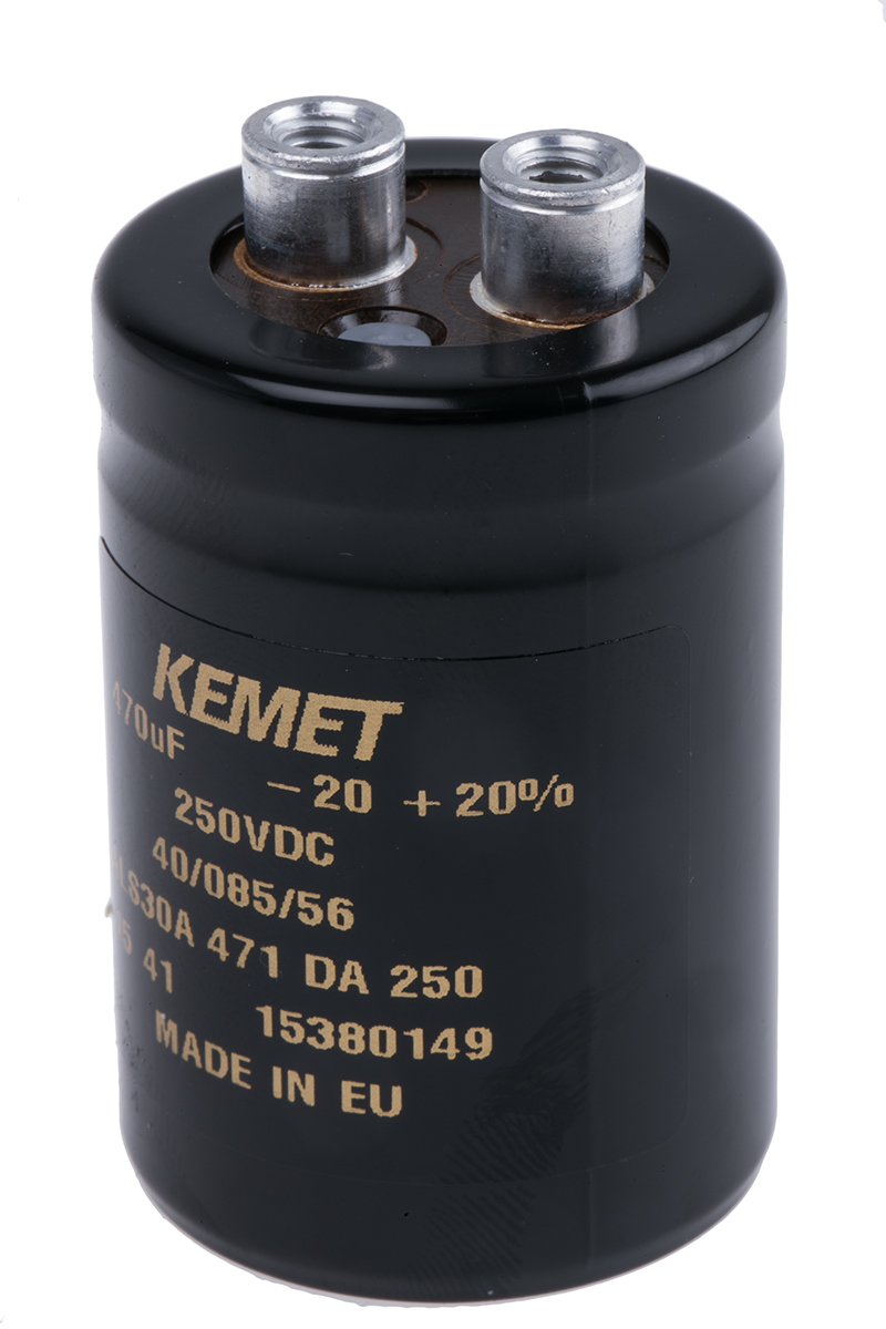 KEMET 470μF Aluminium Electrolytic Capacitor 250V dc, Screw Terminal - ALS30A471DA250