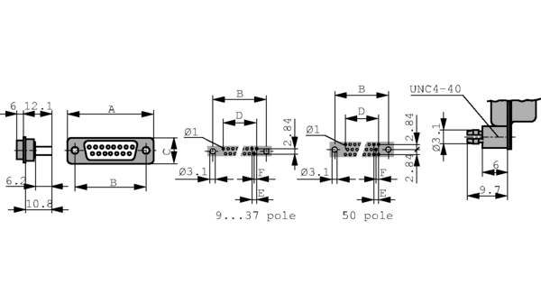 Deltron Connectors DTS 15 Way Through Hole PCB D-sub Connector Socket, 2.84mm Pitch