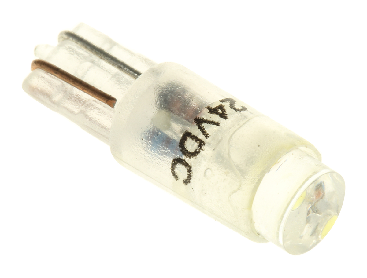 RS PRO White LED Indicator Lamp, 24V ac/dc, Wedge Base, 5.75mm Diameter, 900mcd