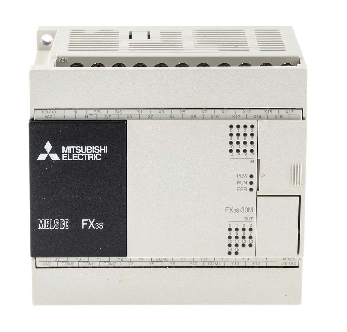 Mitsubishi FX3S Series PLC CPU for Use with FX3 Series, Relay, Transistor Output, 16-Input, DC Input