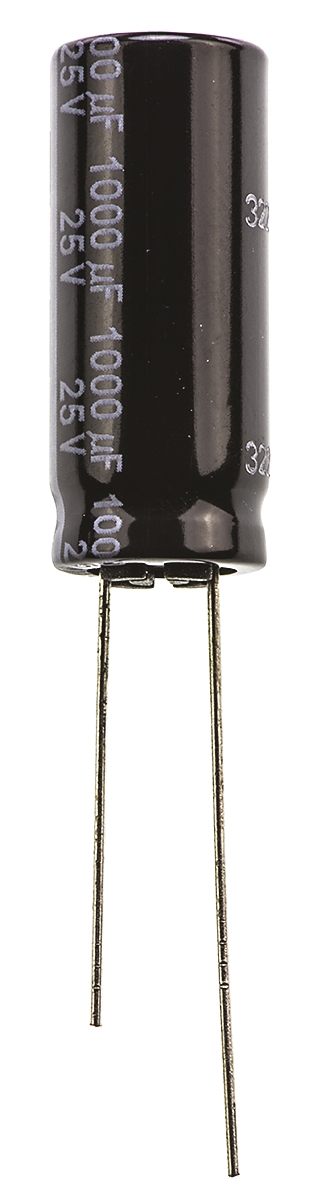 Panasonic 1000μF Aluminium Electrolytic Capacitor 25V dc, Radial, Through Hole - EEUFR1E102L