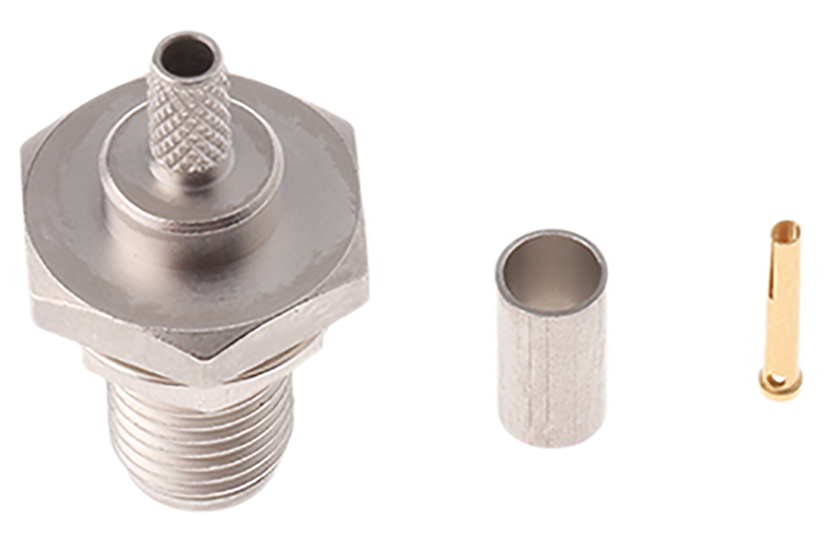 Telegartner, Jack Panel Mount SMA Connector, 50Ω, Crimp Termination, Straight Body