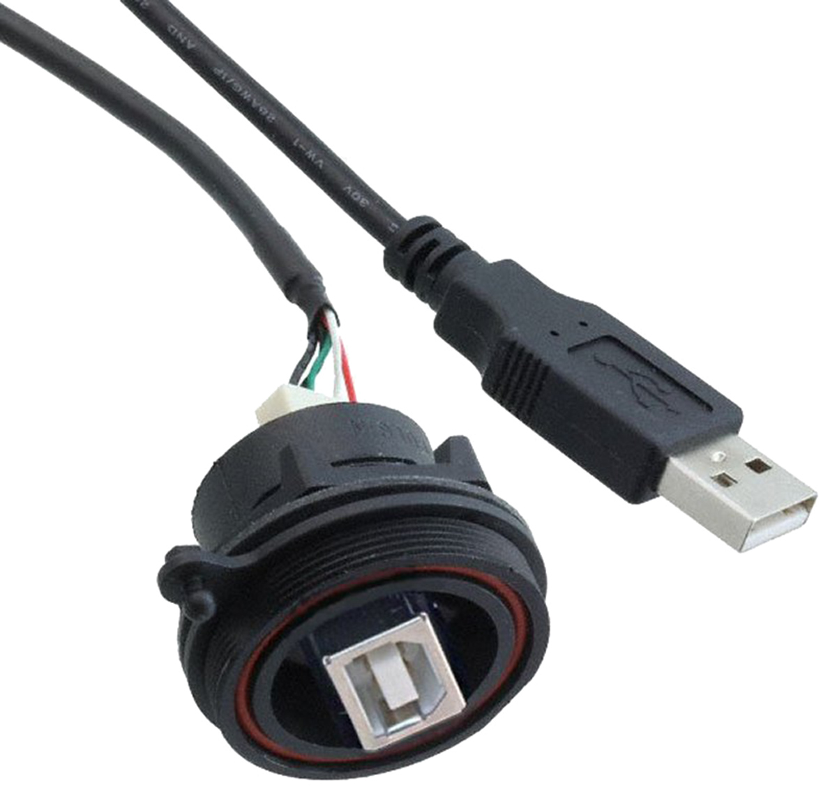 Bulgin Straight, Panel Mount, Plug- Single Port Type B 2.0 IP68 USB Connector