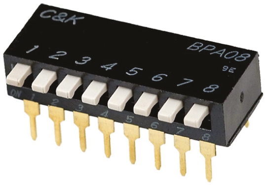 C & K 2 Way Through Hole DIP Switch SPST, Side Actuator