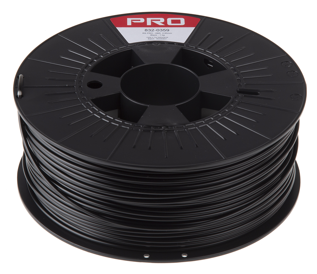 RS PRO 2.85mm Black ABS 3D Printer Filament, 1kg