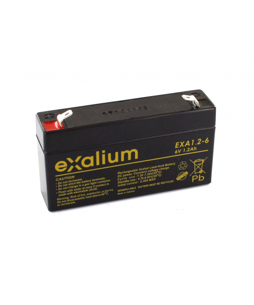 Exalium 6V F1 Lead Acid Battery, 1.2Ah