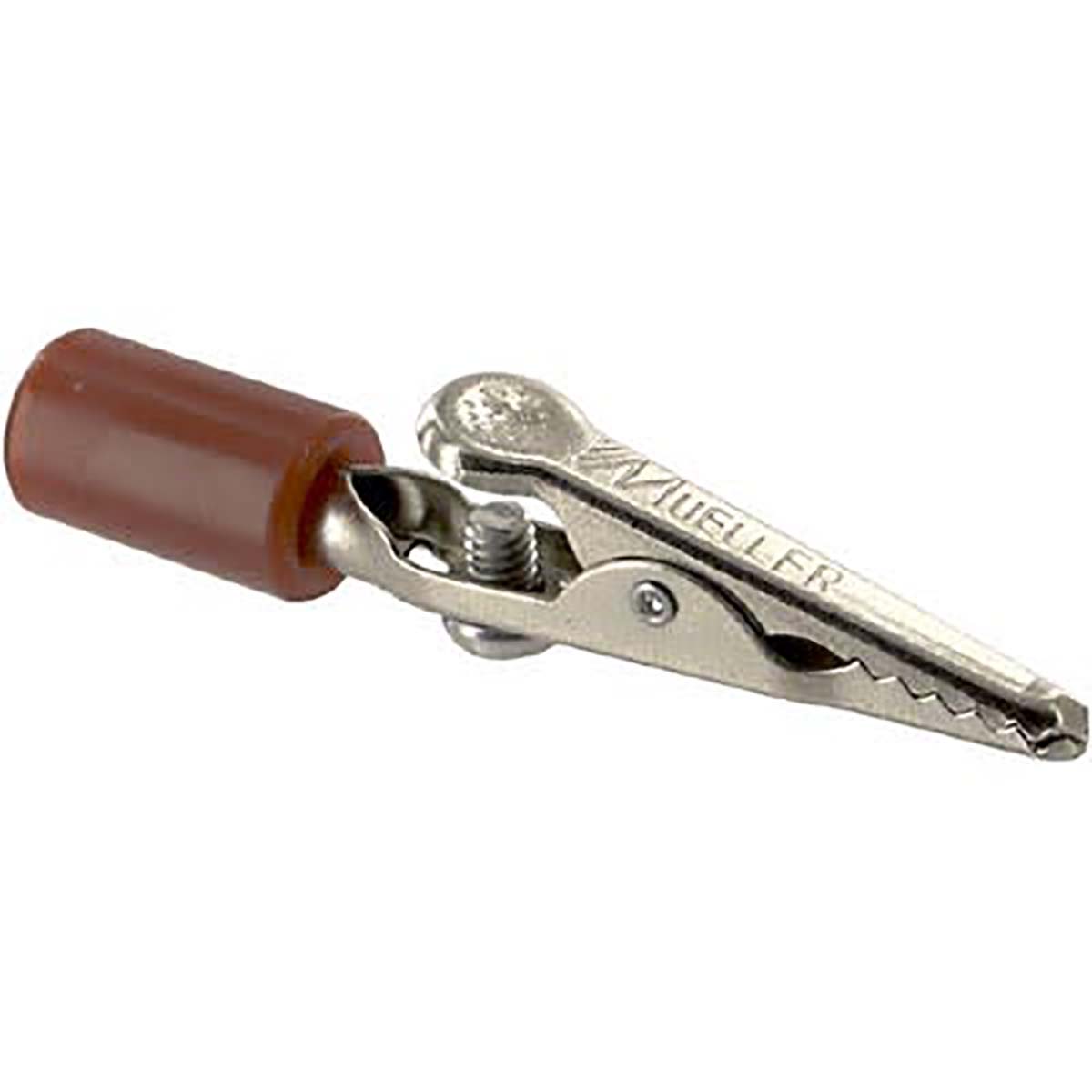 Mueller Electric Crocodile Clip 4 mm Connection, Steel Contact, 10A, Red