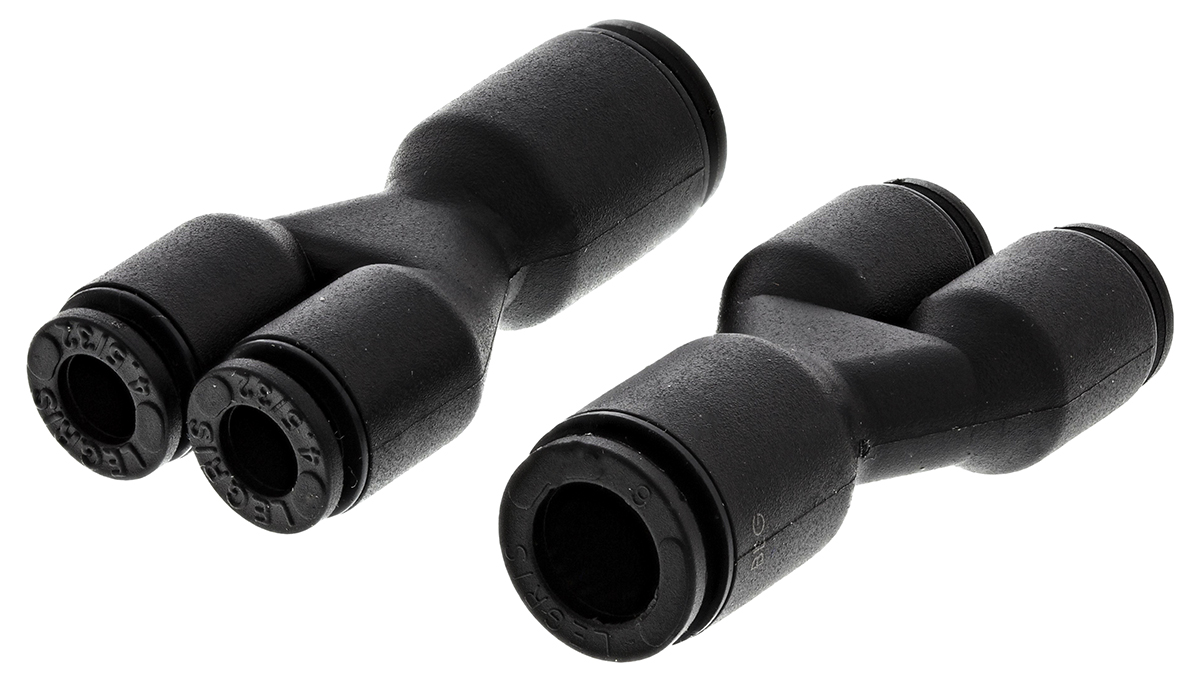 Legris LF3000 Series Y Tube-to-Tube Adaptor, Push In 4 mm to Push In 4 mm, Tube-to-Tube Connection Style