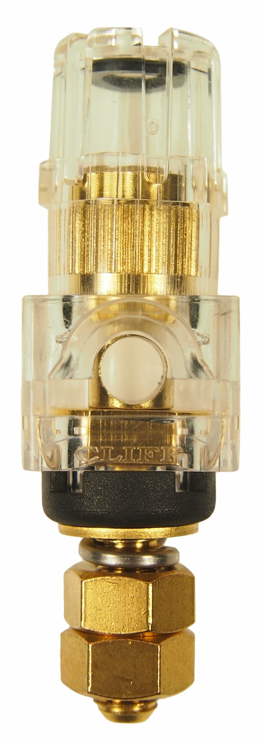 RS PRO 60A, Black, Clear Binding Post With Brass Contacts and Gold Plated - 3mm Hole Diameter