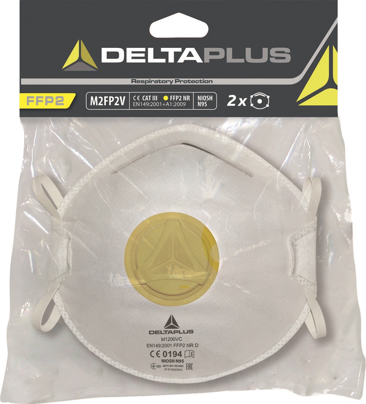 Delta Plus CONFORT Series Disposable Respirator, FFP2, Valved, Moulded