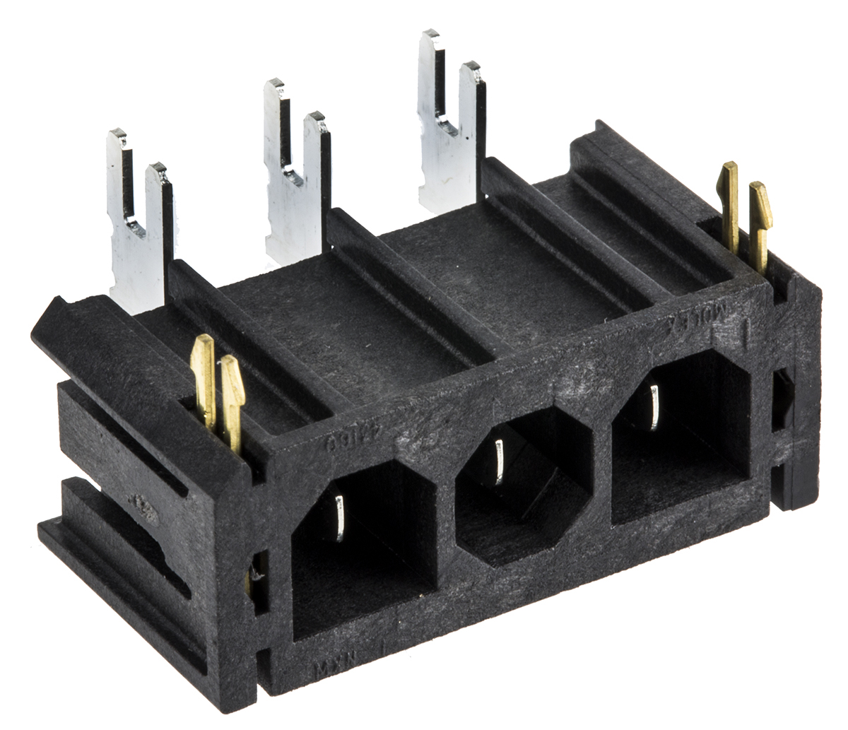 Molex Sabre Series Right Angle Through Hole PCB Header, 3 Contact(s), 7.49 mm Pitch, 1 Row, Shrouded