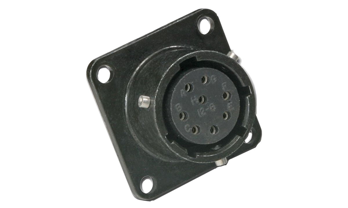 Amphenol Socapex, PT, Copper Alloy 6 Way Panel Mount MIL Spec Circular Connector ReceptacleGreen, Socket Contacts,Shell