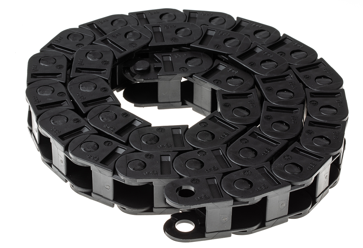 Igus 10, e-chain Black Cable Chain - Flexible Slot, W26 mm x D23mm, L1m, 38 mm Min. Bend Radius, Igumid G