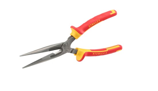 Stanley 0-84-006 4-Piece Pliers, 160 mm Overall, Flat Tip, VDE/1000V, 6in Jaw