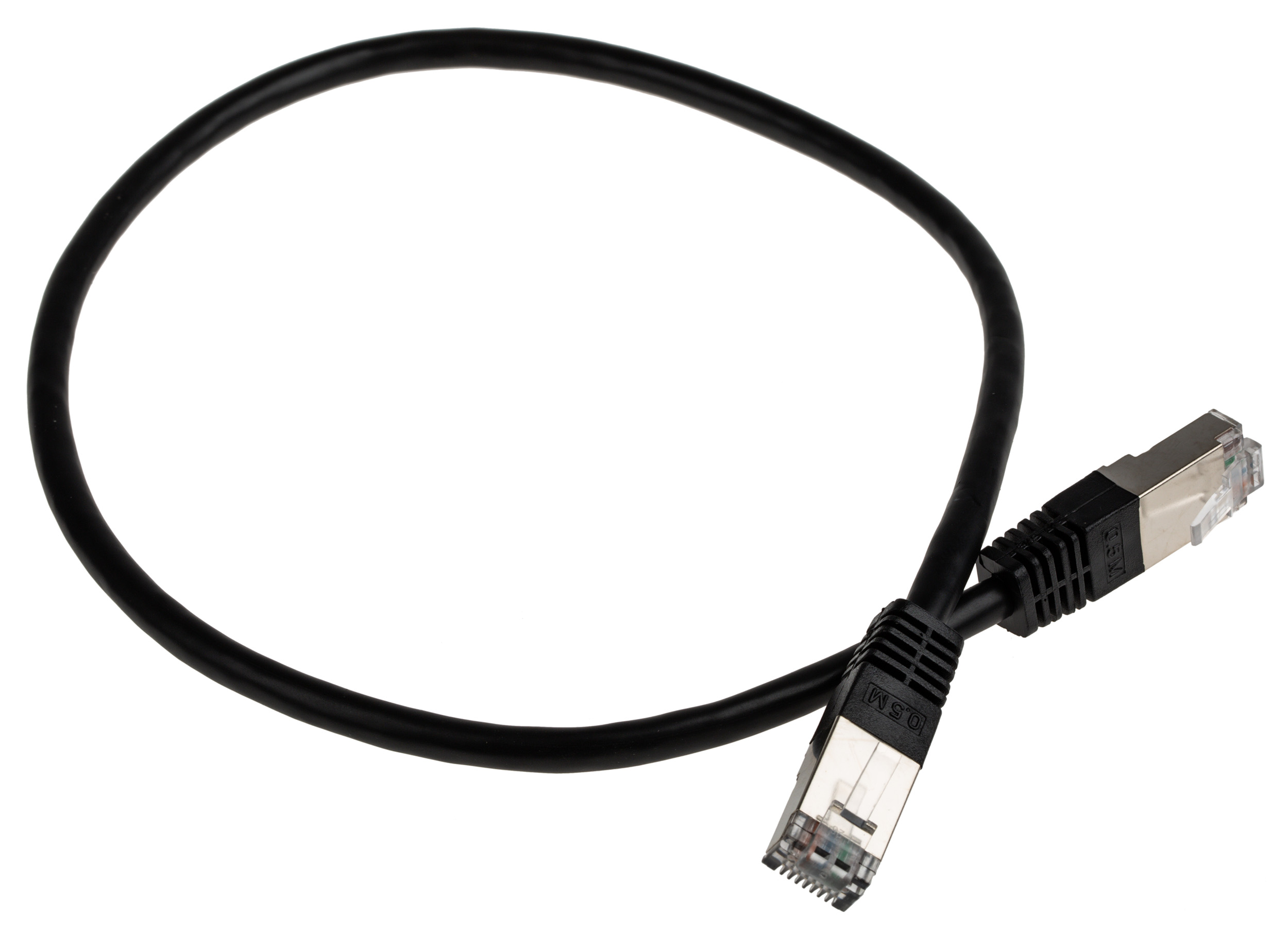 RS PRO, 0.5m Cat6, Black RJ45 to Male RJ45 Male, S/FTP Shielded, Terminated PVC Sheath